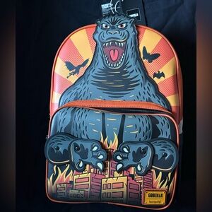Loungefly NWT Godzilla Figural Cosplay City in Flames 18” Backpack-NWT